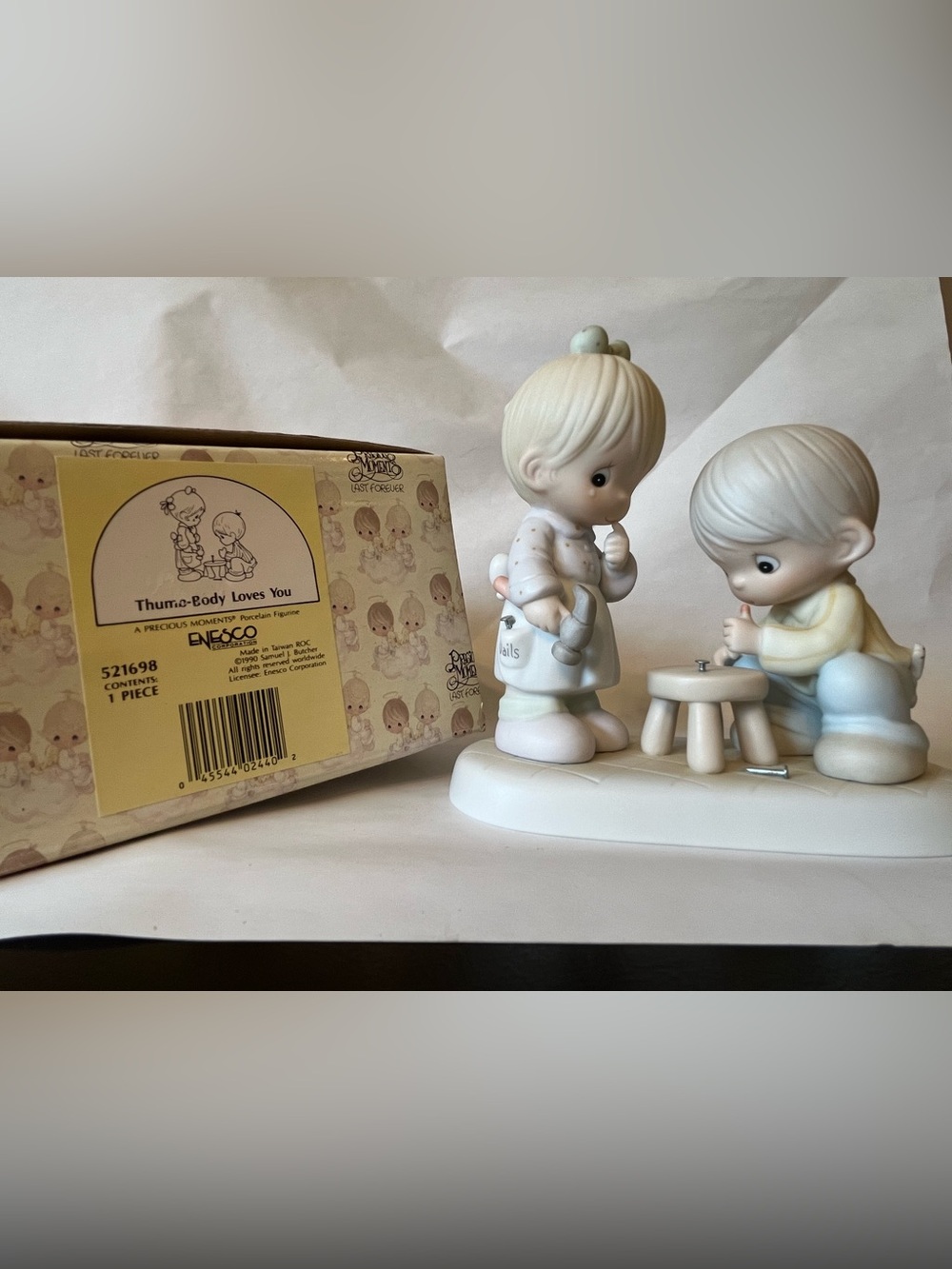 Precious Moments Cream and Pink "Thumb-Body Loves You" Box Label